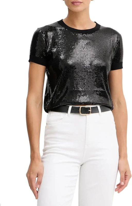 Guess, Dames, Tops, Zwart, Maat: XS Viscose,