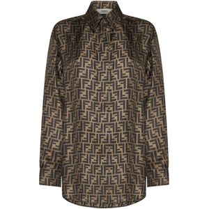Fendi, Dames, Blouses & Shirts, Veelkleurig, Maat: M Zijde,