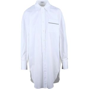 Brunello Cucinelli, Dames, Blouses & Shirts, Wit, Maat: M Katoen,