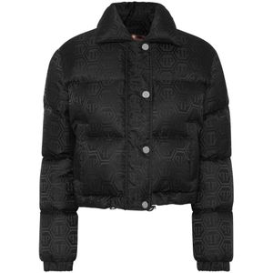 Philipp Plein, Dames, Jassen, Zwart, Maat: S Nylon,