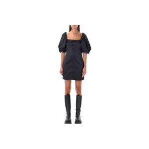 Ganni Zwarte Satijnen Mini Jurk , Black , Dames , Maat: XS