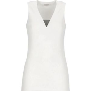 Brunello Cucinelli, Dames, Tops, Wit, Maat: M Jersey,