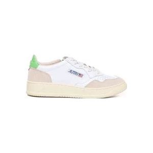 Autry Witte Leren Sneakers met Groene Hiel , Multicolor , Dames , Maat: 40 EU