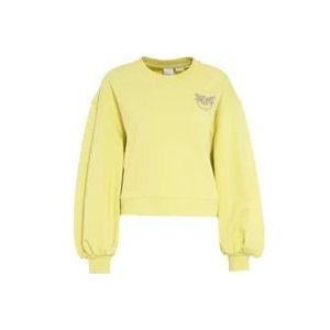 Pinko Sweatshirt met strass logo , Yellow , Dames , Maat: S
