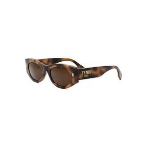 Fendi Stijlvolle Smalle Acetaat Zonnebril , Brown , Dames , Maat: ONE Size