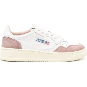 Autry Witte Leren Sneakers met Roze Suède , Multicolor , Dames , Maat: 36 EU