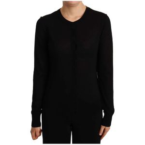 Dolce & Gabbana, Dames, Blouses & Shirts, Zwart, Maat: M Wol,