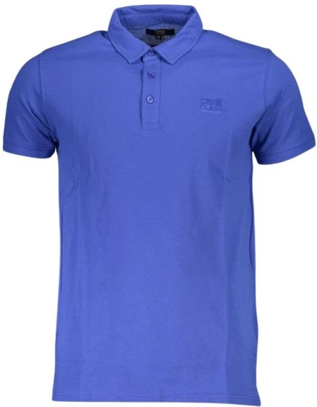 Cavalli Class - Blauw Katoenen Poloshirt - Heren - Met Borduurwerk