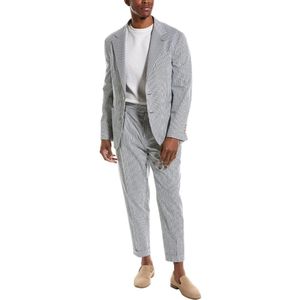 Brunello Cucinelli, Heren, Pakken, Blauw, Maat: L Leer,