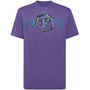 Philipp Plein, Heren, Tops, Paars, Maat: 2XL Katoen,