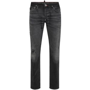 Philipp Plein, Heren, Jeans, Zwart, Maat: W31 Katoen,