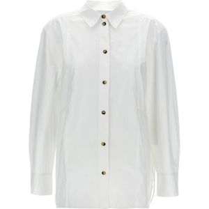 Ganni, Dames, Blouses & Shirts, Wit, Maat: S Katoen,