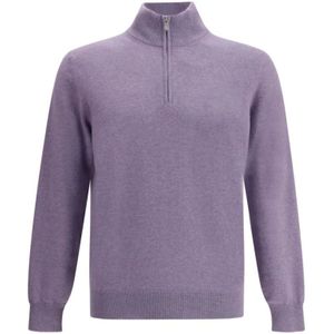 Brunello Cucinelli, Heren, Truien, Paars, Maat: 3XL Kasjmier,