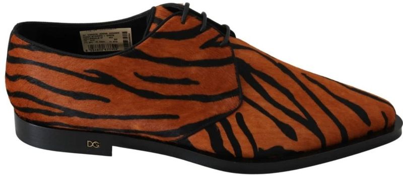 Dolce Gabbana - Brogue Schoenen - Oranje Zwart - Ponyhaar - Leren Zool