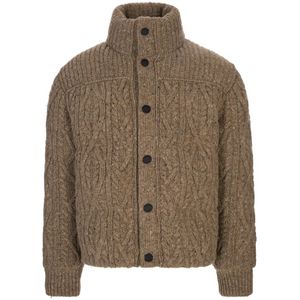 Moncler, Heren, Jassen, Bruin, Maat: S Tweed,