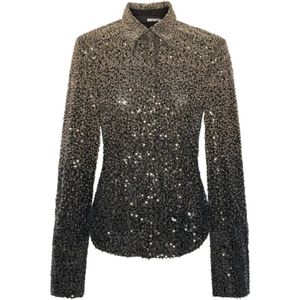 Rotate Birger Christensen, Dames, Blouses & Shirts, Grijs, Maat: L Leer,