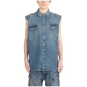 Rick Owens, Heren, Jassen, Blauw, Maat: S Denim,