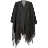 Liu Jo - Poncho - Grijs - Met Logo en Franjes - 84 cm