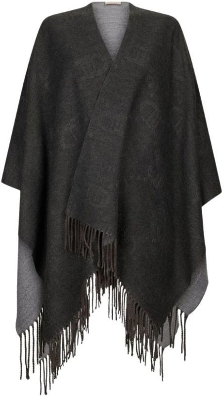 Liu Jo - Poncho - Grijs - Met Logo en Franjes - 84 cm