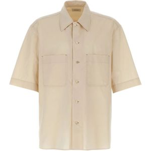 Lemaire - Korte Mouw Overhemd - Beige - 100% Katoen