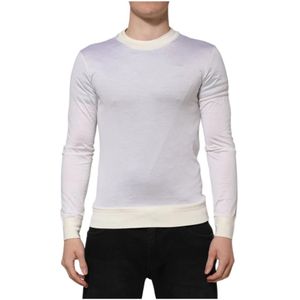 Dolce & Gabbana - T-shirt - Wit - Crew Neck - Lange Mouwen - Logo Details