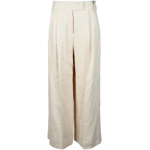 Max Mara, Dames, Broeken, Beige, Maat: XS Linnen,