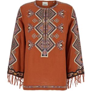 Isabel Marant, Dames, Blouses & Shirts, Oranje, Maat: XS Zijde,