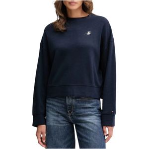 Tommy Hilfiger, Dames, Sweatshirts & Hoodies, Blauw, Maat: S Katoen,