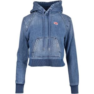 Diesel, Dames, Sweatshirts & Hoodies, Blauw, Maat: S Katoen,