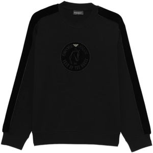 Emporio Armani, Heren, Sweatshirts & Hoodies, Zwart, Maat: M Velours,