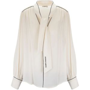 Elisabetta Franchi, Dames, Blouses & Shirts, Beige, Maat: XS Viscose,