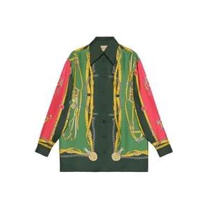 Gucci Groene Zijden Shirt met Harnasprint , Green , Dames , Maat: XS