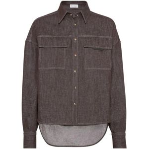 Brunello Cucinelli, Dames, Blouses & Shirts, Grijs, Maat: M