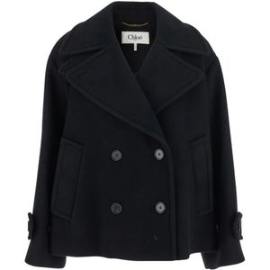 Chloé, Dames, Mantels, Zwart, Maat: XS Wol,
