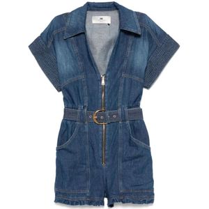 Elisabetta Franchi, Dames, Jumpsuits & Playsuits, Blauw, Maat: S Denim,