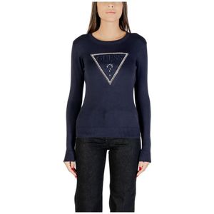 Guess, Dames, Truien, Blauw, Maat: 2XL Viscose,