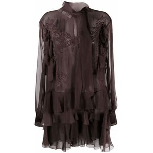 Valentino, Dames, Blouses & Shirts, Bruin, Maat: S Zijde,