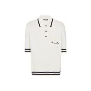 Balmain Handtekening poloshirt , White , Heren , Maat: 2XL