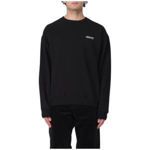 Versace, Heren, Sweatshirts & Hoodies, Zwart, Maat: L Katoen,