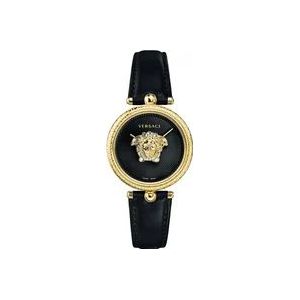 Versace Palazzo Zwarte Leren Horloge , Multicolor , Dames , Maat: ONE Size