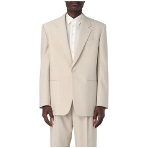 Saint Laurent, Heren, Pakken, Beige, Maat: M Wol,