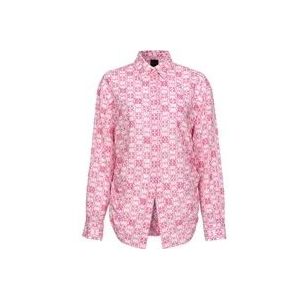 Pinko Muslin shirt met Monogram en borduursel , Pink , Dames , Maat: M