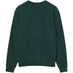 Gucci, Heren, Sweatshirts & Hoodies, Groen, Maat: XL Katoen,