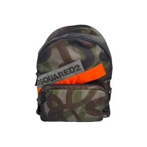 Dsquared2 Camouflage Rugzak , Green , Heren , Maat: ONE Size