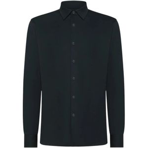 Rrd - Overhemd - Blauw - Katoen - Katoenen Blend Shirt met Afgeronde Zoom
