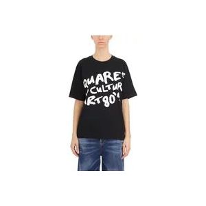 Dsquared2 Pop 80's Print T-Shirt , Black , Dames , Maat: S