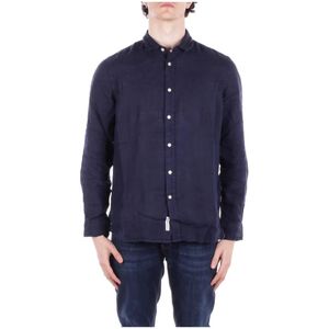 Woolrich, Heren, Overhemden, Blauw, Maat: L Linnen,