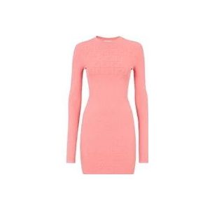 Fendi Luxe Roze Jurk met Verhoogd FF Motief , Pink , Dames , Maat: XS