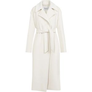 Max Mara, Dames, Mantels, Wit, Maat: S Wol,