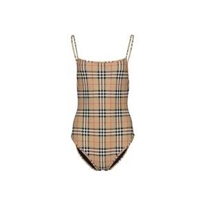 Burberry Vintage Check Squareeck Badpak , Beige , Dames , Maat: XS